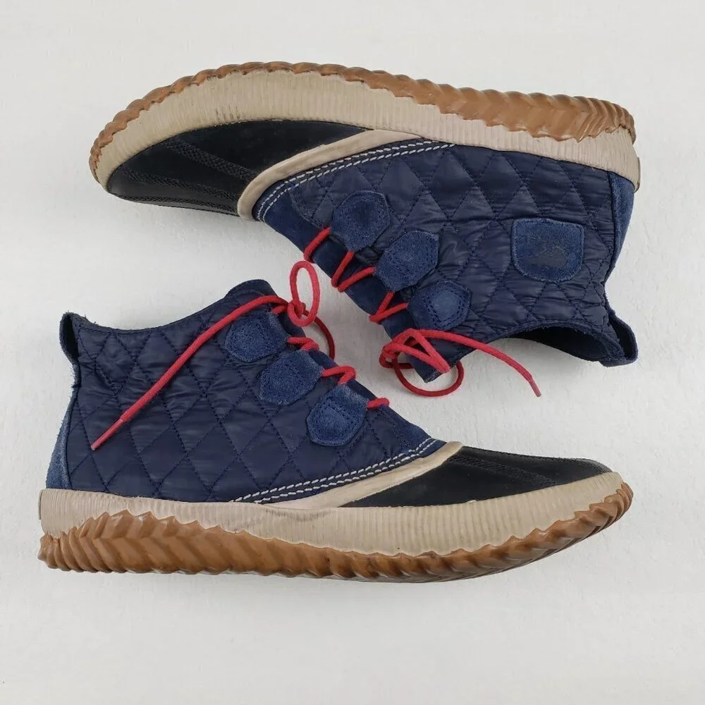 Sorel Out N About Duck Boot Womens 12 Blue Leather Ankle Lace Up Waterproof